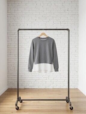 adidas Women's Gray Sweatshirt with White Pleated Hem